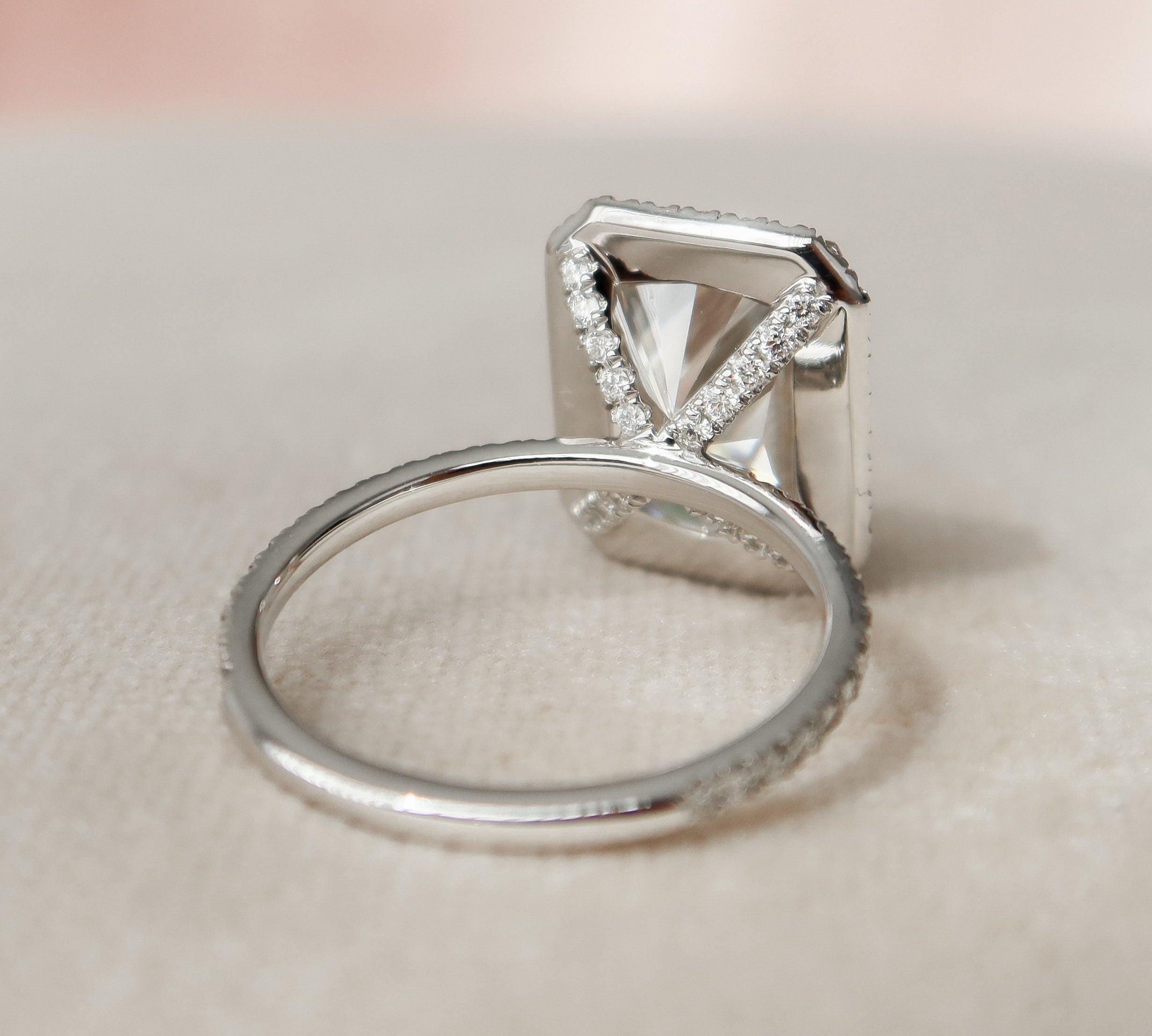 5.0 CT Radiant Halo Style Pave Setting Moissanite Engagement Ring 3