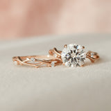2.0 CT Round Cut Twig Pave Setting Moissanite Engagement Ring 6