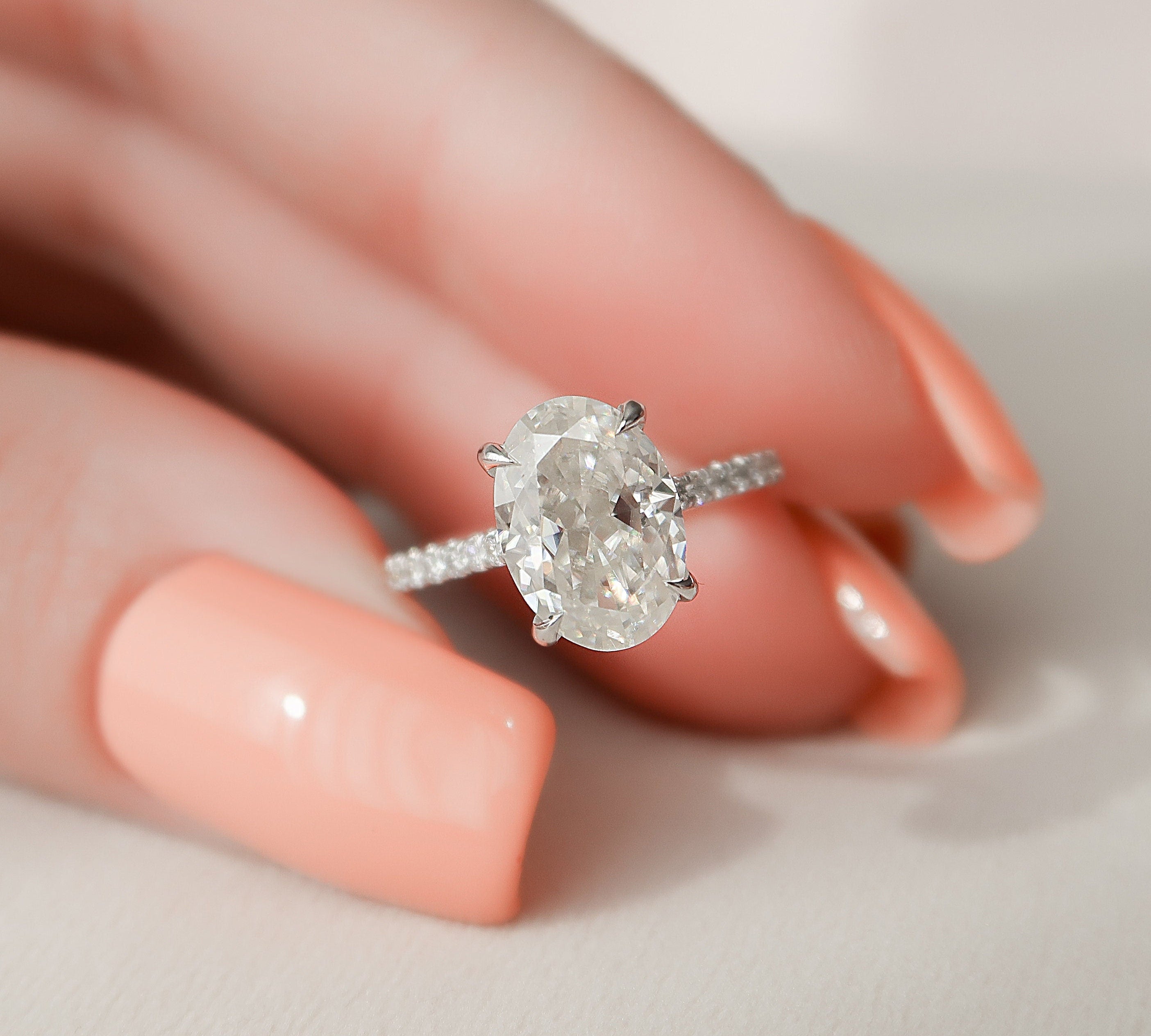 2 CT Oval Cut Moissanite Engagement Ring With Pave Setting 1