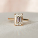 3.0 CT Emerald Cut Solitaire & Hidden Halo Moissanite Engagement Ring 7