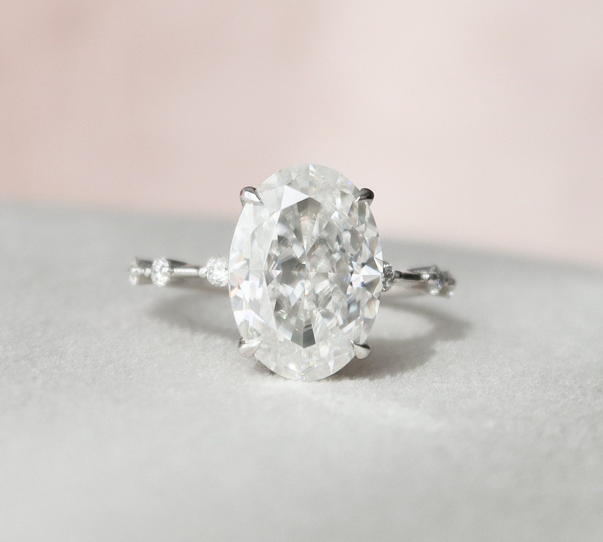 4.5 CT Oval Dainty Pave Style Moissanite Engagement Ring 3