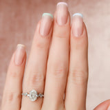 1.5 CT Oval Pave Moissanite Engagement Ring With Hidden Halo Setting 2