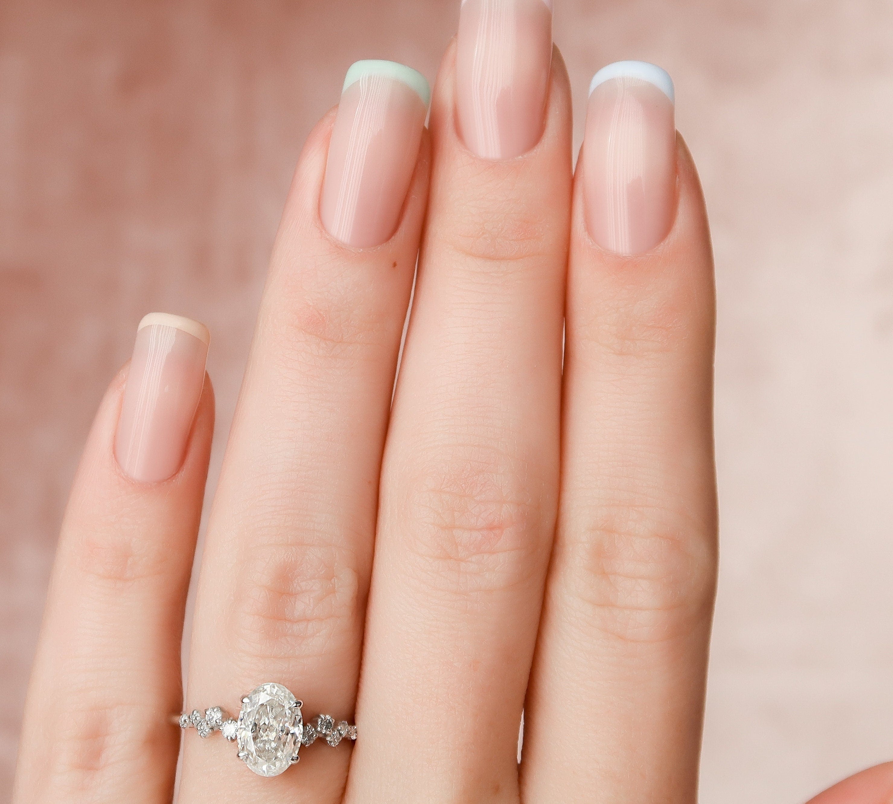 1.5 CT Oval Pave Moissanite Engagement Ring With Hidden Halo Setting 2