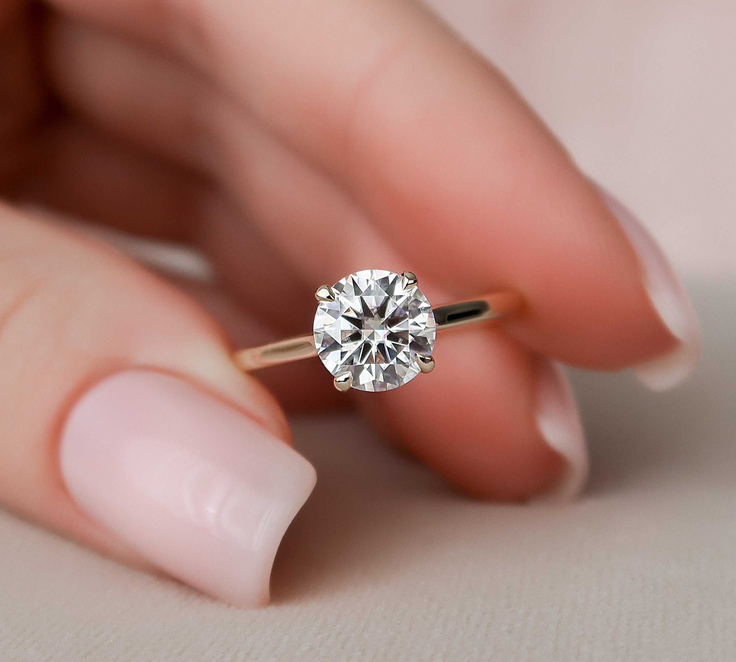 1.5 CT Round Hidden Halo Moissanite Engagement Ring With Diamond Bridge Setting 1