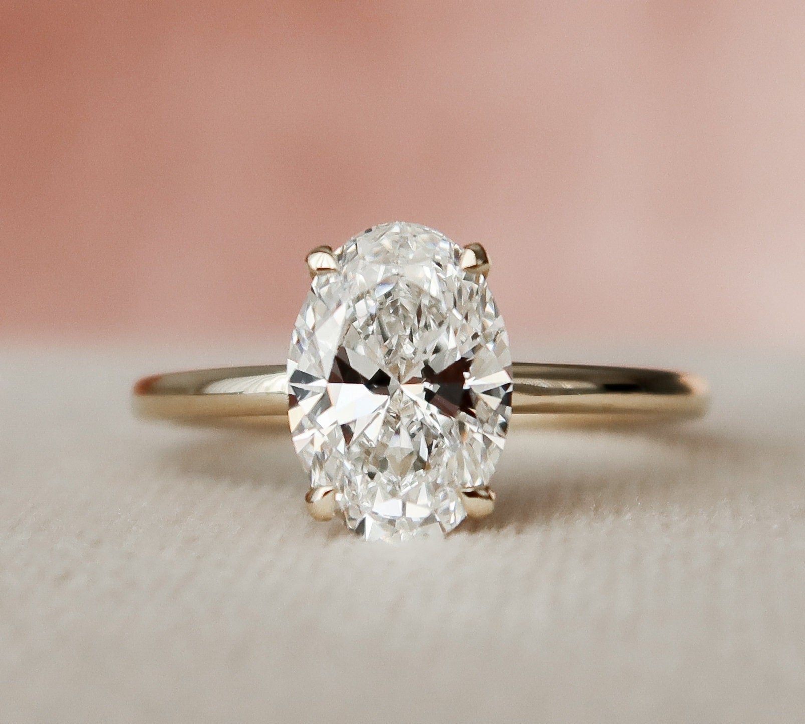 1.5 CT Oval Hidden Halo Moissanite Engagement Ring 2