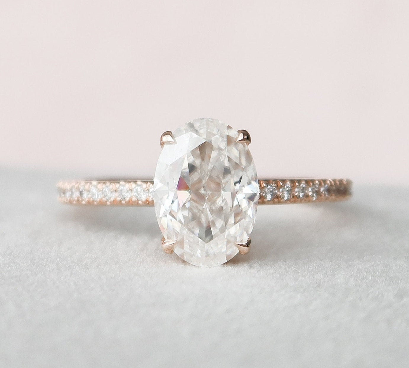 2.5 CT Oval Hidden Halo & Pave Setting Moissanite Engagement Ring 3