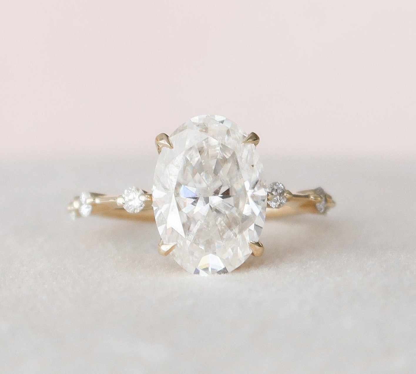 3.0 CT Oval Cut Dainty Pave Setting Moissanite Engagement Ring 2