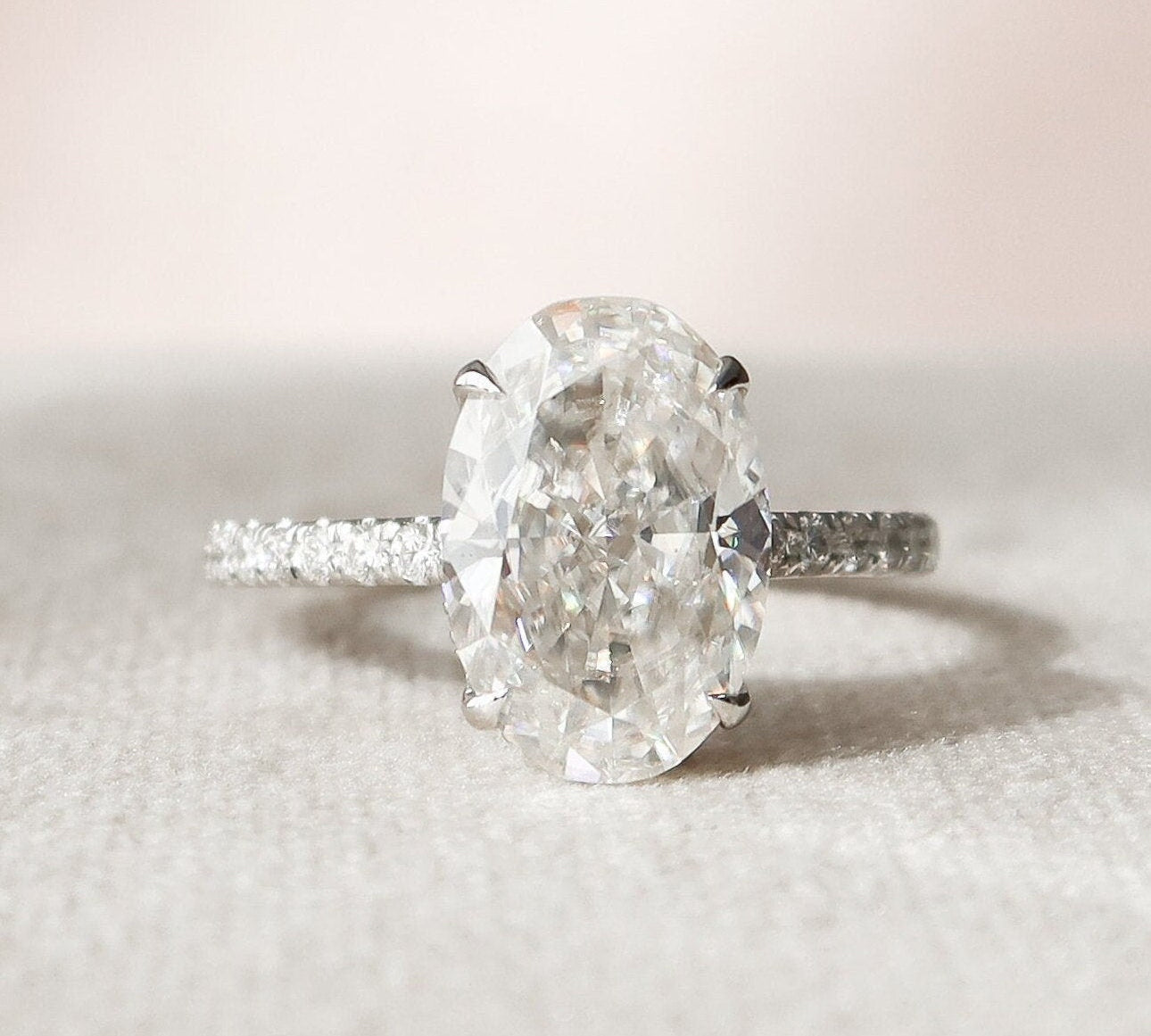 3.5 CT Oval Hidden Halo & Pave Moissanite Engagement Ring 3