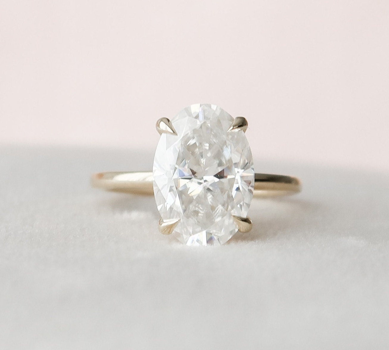 3.0 CT Oval Hidden Halo & Solitaire Style Moissanite Engagement Ring 3