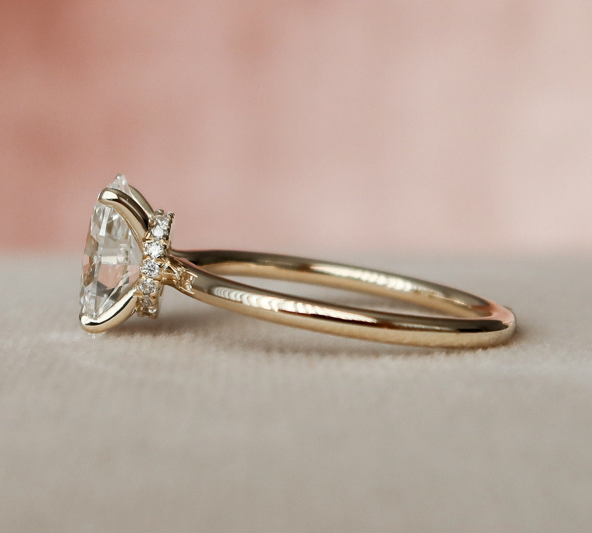 1.5 CT Oval Hidden Halo Moissanite Engagement Ring 3