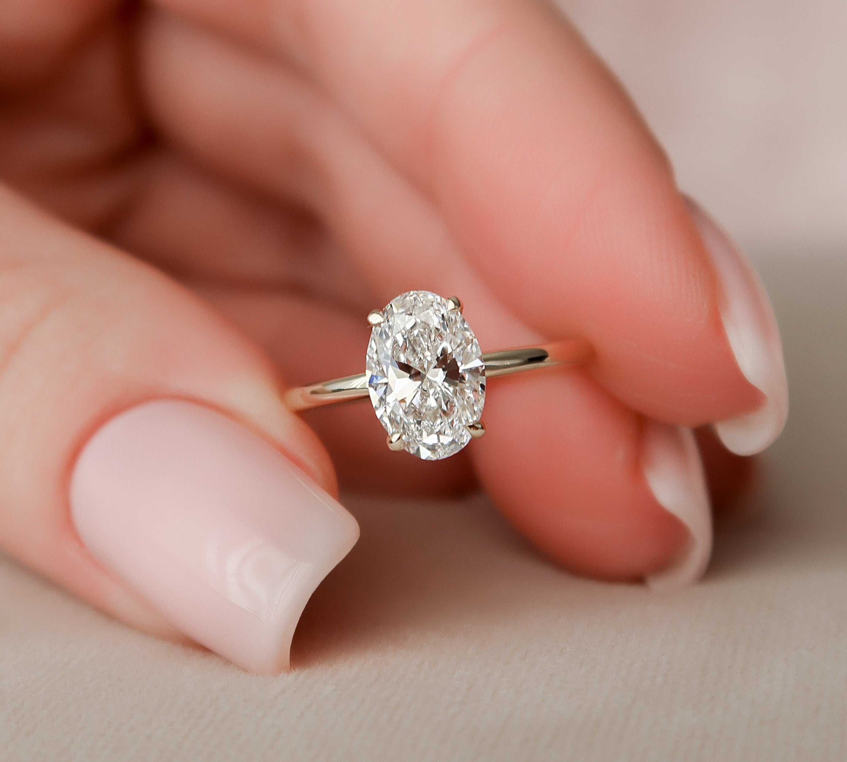 1.5 CT Oval Hidden Halo Moissanite Engagement Ring 1