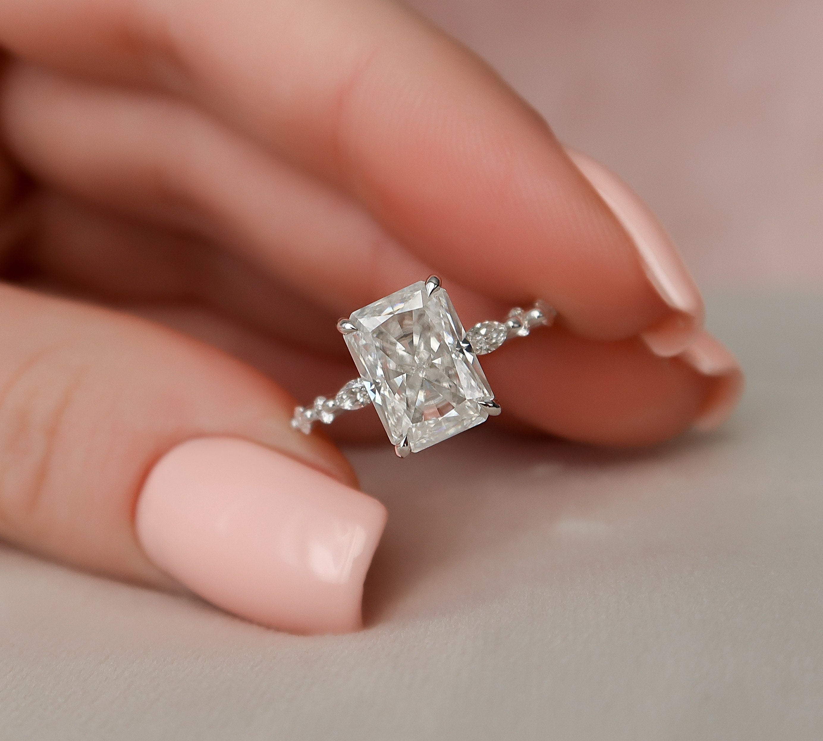 3.50 CT Radiant Pave Setting Moissanite Engagement Ring 1