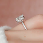 3.0 CT Radiant Pave & Hidden Halo Moissanite Engagement Ring 2