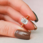 1.5 CT Emerald Solitaire & Hidden Halo Moissanite Engagement Ring 1