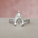 3.0 CT Pear Solitaire Milgrain Pave Moissanite Engagement Ring 6