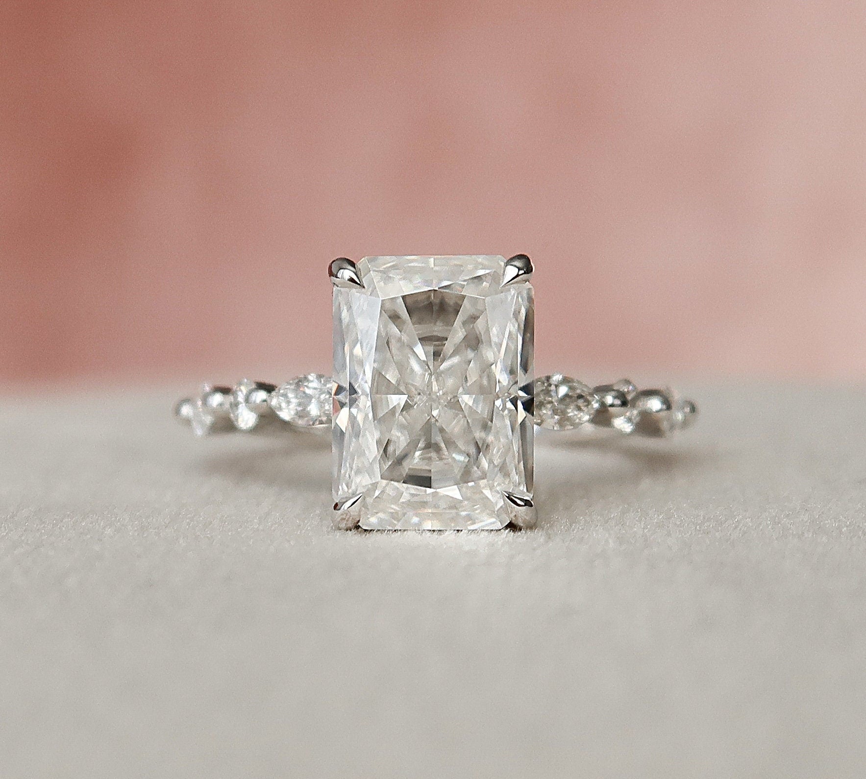 3.50 CT Radiant Pave Setting Moissanite Engagement Ring 2