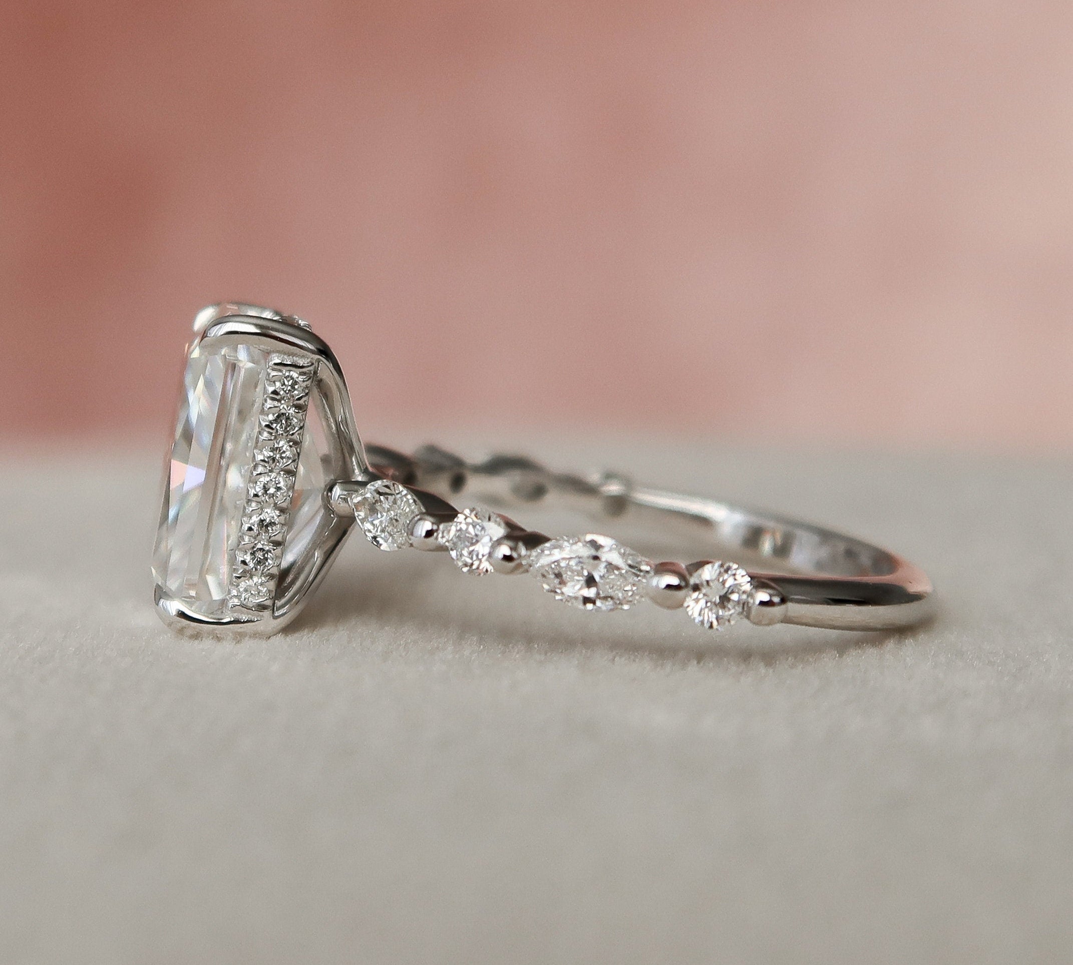 3.50 CT Radiant Pave Setting Moissanite Engagement Ring 3