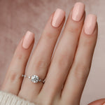 1.0 CT Round Solitaire & Dainty Pave Moissanite Engagement Ring 10