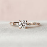1.0 CT Round Solitaire & Dainty Pave Moissanite Engagement Ring 6
