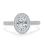 1.0 CT Oval Cut Halo Pave Moissanite Engagement Ring 1