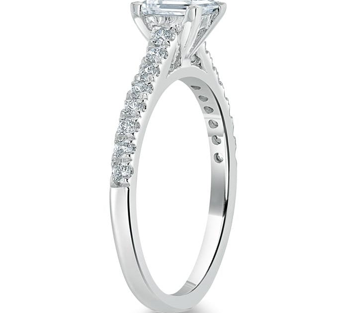 1.0 CT Princess Cut Solitaire Pave Setting Moissanite Engagement Ring 3