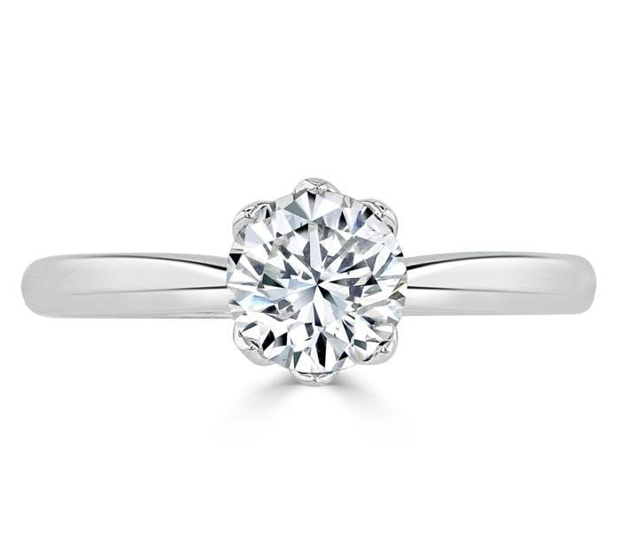 0.75 CT Round Cut Solitaire Moissanite Engagement Ring 1