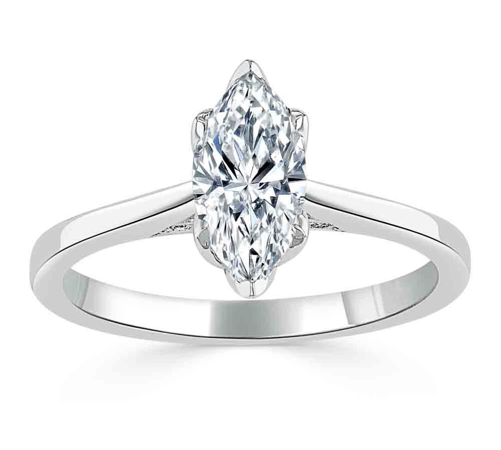 1.0 CT Marquise Cut Solitaire Moissanite Engagement Ring 2