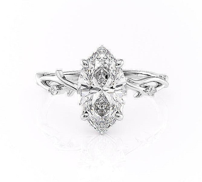 1.58 CT Marquise Cut Solitaire Twig Style Moissanite Engagement Ring 10