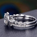 1.5 CT Round Cut Halo Pave Setting Moissanite Bridal Ring Set 5