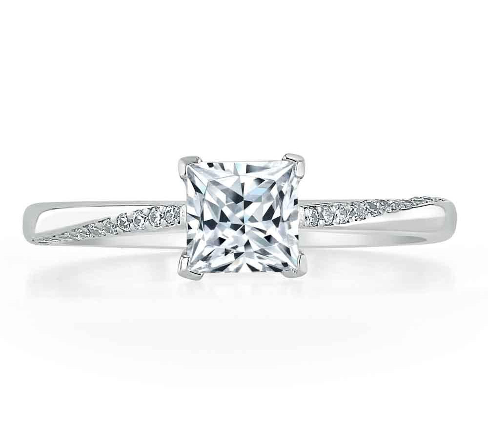 0.75 CT Princess Cut Solitaire Moissanite Engagement Ring 1