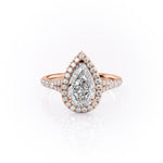 2.0 CT Pear Cut Halo Split Shank Style Moissanite Engagement Ring 12