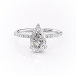2.0 CT Pear Cut Solitaire Pave Setting Moissanite Engagement Ring 10