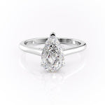 2.0 CT Pear Cut Solitaire Hidden Halo Setting Moissanite Engagement Ring 10