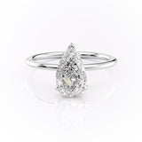 2.0 CT Pear Cut Solitaire Hidden Halo Setting Moissanite Engagement Ring 10