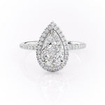 2.0 CT Pear Cut Halo Pave Moissanite Engagement Ring 10