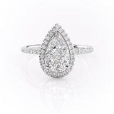 2.0 CT Pear Cut Halo Pave Moissanite Engagement Ring 10
