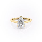 2.0 CT Pear Cut Solitaire Hidden Halo Setting Moissanite Engagement Ring 11