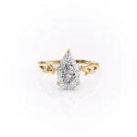2 CT Pear Cut Solitaire Twig Style Moissanite Engagement Ring 11