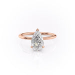 2.0 CT Pear Cut Solitaire Hidden Halo Setting Moissanite Engagement Ring 12