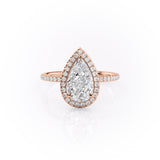 2.0 CT Pear Cut Halo Pave Moissanite Engagement Ring 12
