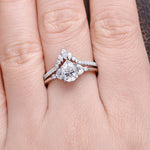 0.75 CT Pear Cluster Moissanite Bridal Ring Set 2