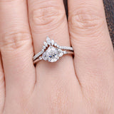0.75 CT Pear Cluster Moissanite Bridal Ring Set 2