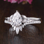 0.75 CT Pear Cluster Moissanite Bridal Ring Set 5