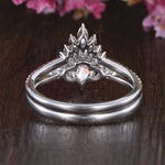 0.75 CT Pear Cluster Moissanite Bridal Ring Set 6