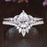 0.75 CT Pear Cluster Moissanite Bridal Ring Set 1