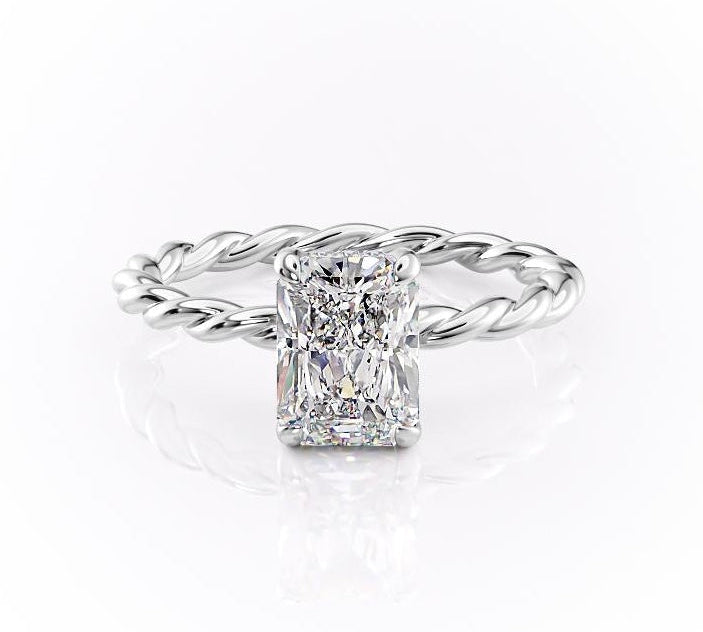 2.0 CT Radiant Cut Solitaire Twisted Rope Moissanite Engagement Ring 7