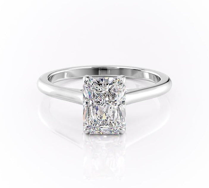 2.10 CT Radiant Cut Hidden Halo Style Moissanite Engagement Ring 10