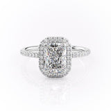 2.10 CT Radiant Cut Halo Style Moissanite Engagement Ring 10
