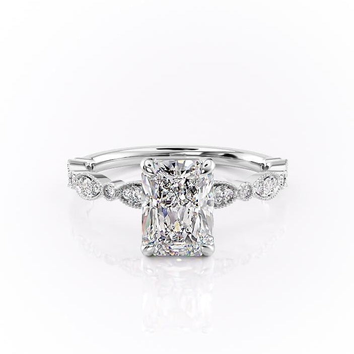 2.10 CT Radiant Milgrain Style Moissanite Engagement Ring 10