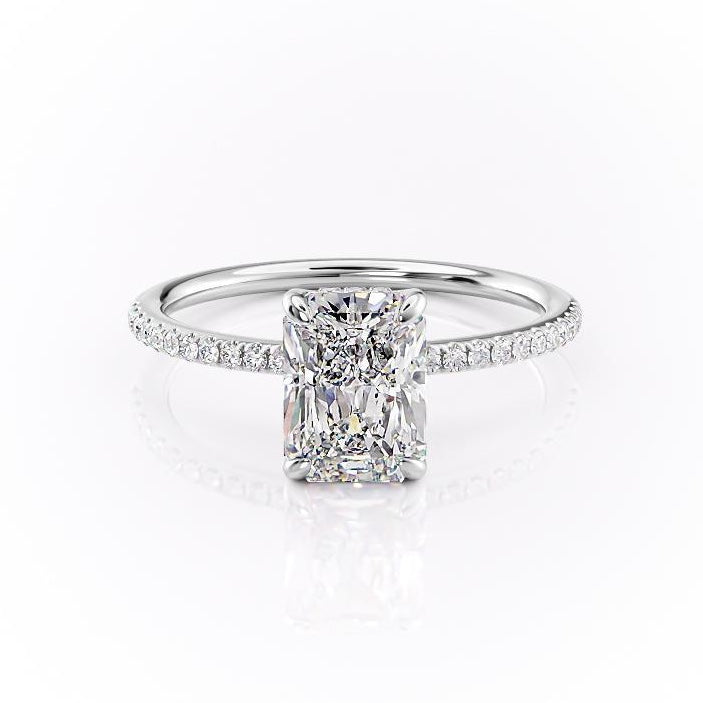 2.0 CT Radiant Cut Solitaire Pave Setting Moissanite Engagement Ring 10